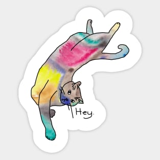 Hey! Watercolour Cat Sticker